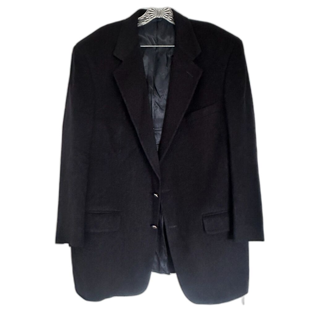 Vintage Cashmere Jacket Classic Blazer Coat Men's Size L Black